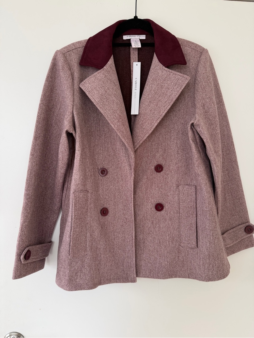 NWT Carol Wren Sueded collar Pea Coat